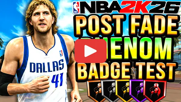 Post Fade Phenom Badge Thumbnail Thumbnail for Post Fade Phenom badge test on the NBA2KLab YouTube Channel